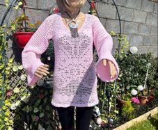 Handmade Crochet Tunic Sweater Soft Pink