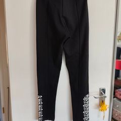 Desigual black trousers, embroidered floral hem, M, new