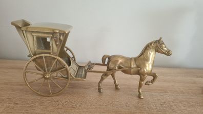 Vintage Brass Horse and Carriage