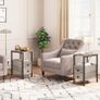 2 Side Tables, Narrow Bedside Rustic Greige and Black Image 9