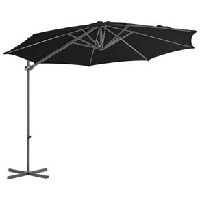 Cantilever Umbrella with Steel Pole Black 300 cm