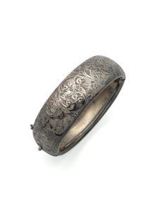 Rare Sterling Silver Chunky Chester Bangle, 1947