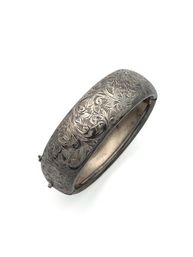 Rare Sterling Silver Chunky Chester Bangle, 1947