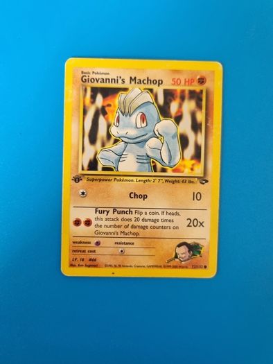 Giovanni's Machop 1st Edition Pokemon Card from Gym Challenge