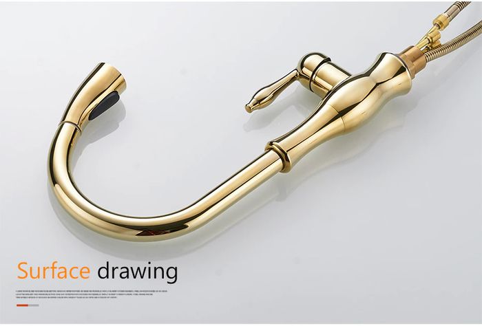 BRAND NEW Gold Kitchen Faucets Silver Single Handle Pull Out Kitchen Tap Single Hole Handle Swivel Degree Water Mixer Tap Mixer Tap 866011