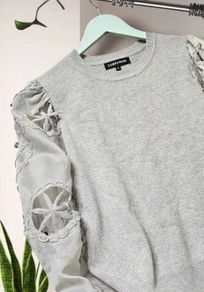 Cameo Rose top with lace and gauze sleeves