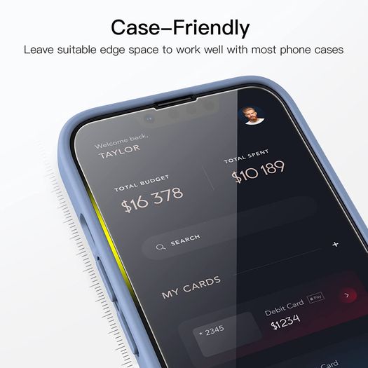 For iPhone 14 Plus Tempered Glass Screen Protector Saver Cover Case Friendly New - FHT33IPTG