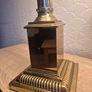 Pair of Vintage Brass Neoclassical Column Lamps with Pagoda Shades Image 7