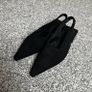 Ganni Pointed Toe Low Heel Pumps Sz 3UK 36 Black Suede Leather Acetate Heel Image 2