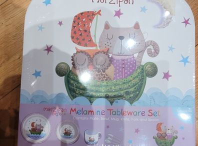 Marzipan Toybox 6 piece Melamine Tableware Set for kids with carry case