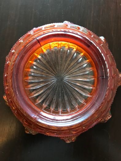 Vintage Depression Orange Fluted bowl and Jug