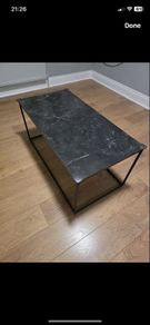 Black marble coffee table metal frame