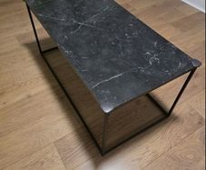 Black marble coffee table metal frame