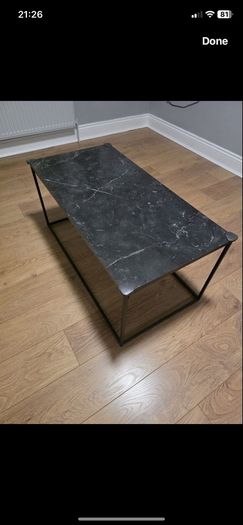 Black marble coffee table metal frame
