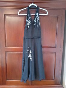 Black halter neck beaded and embroidered dress