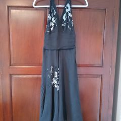 Black halter neck beaded and embroidered dress