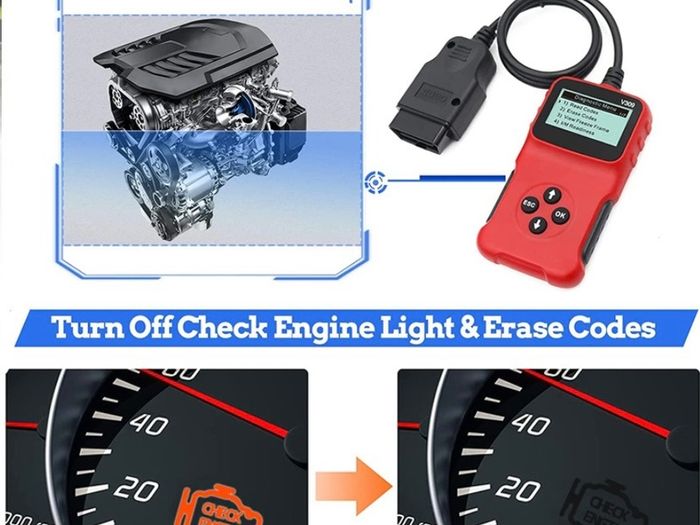 Car OBD2 Scanner Universal Wired Auto Engine Fault Code Reader CAN Diagnostic Scan Tool V309 for Check Engine Light, I/M Readiness Smog Check, HD LCD Display Screen (FREE POSTAGE)