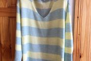 Monsoon Ladies Green and Yellow stripe Mohair wool Blend Lightweight jumper XL oversize Includes Post