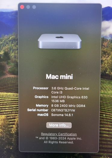 Apple Mac Mini 2018 | Intel Core i3 | 8GB RAM | 120GB SSD | macOS Sonoma