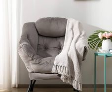 Armchair Comfy Chair Living Room Armchair Velvet Chair Accent Chair Reading Chair Relax Arm Chair Lounge Chair Bedroom Chair with Steel Frame, Dark Grey
