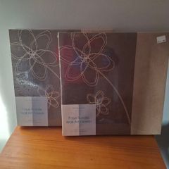 Faux Suede Wall Art with Flower Pattern