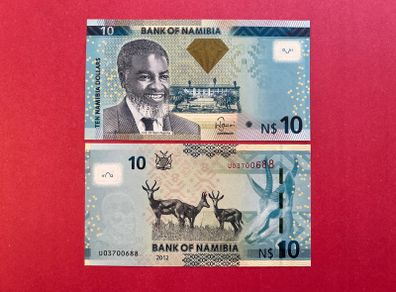 Namibia  10 Dollars  2012  Pick  11a. ( Uncirculated )