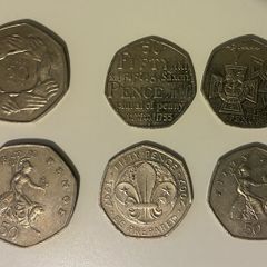 Six UK 50p Coins