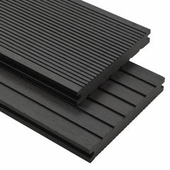 WPC Solid Decking Boards with Accessories 10 m(sqr) 2.2 m Black