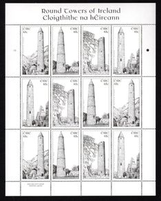 2005 Ireland Round Towers of Ireland Commemorative Stamps Sheetlet Plate 1B Mint Never Hinged (MNH)