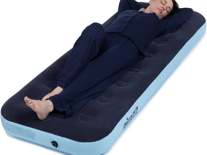 NEW SALE | Inflatable Flocked Airbed - Quick Inflation & Deflation Mattress - Lightweight Comfortable Perfect For Camping,Hiking, Caravan, Guest Bed - Waterproof Portable