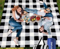 Picnic Blanket,Large Picnic Blanket 200 x 200 cm, Picnic Blanket Waterproof with 3 Layers Material, Outdoor Picnic Blankets Beach Blanket for Picnic,Beach, Park - Thicker, Foldable