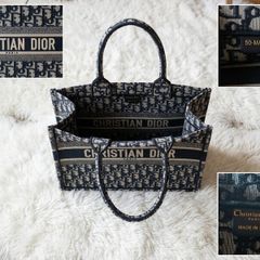 Authentic Christian Dior Large Book Tote - Blue Dior Oblique Embroidery
