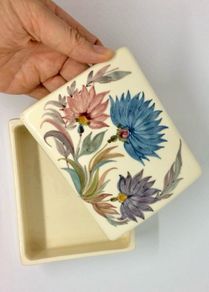Vintage French ceramic hand-painted trinket box
