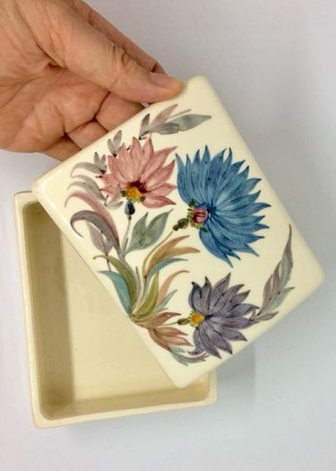 Vintage French ceramic hand-painted trinket box