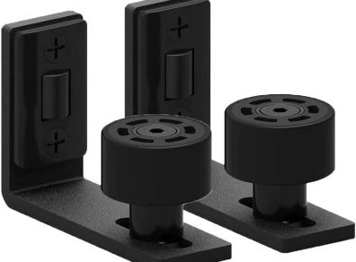 Floor Guide for Wall Mount Barn Door Adjustable, Quietly and Smoothly (Black-2pcs)
