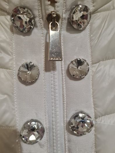 Pinko white puffer jacket crystal buttons