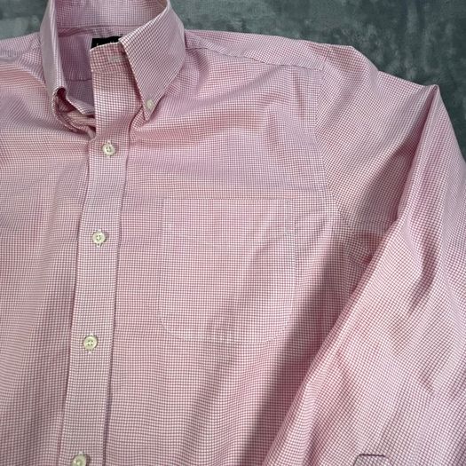 LAUREN RALPH LAUREN Fitted Non Iron Mens Shirt Pink Striped Long Sleeve 15.5 E39