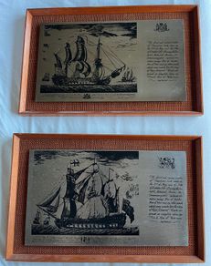 2 Stainless Steel Hand Produced Pictures Battle of Finisterre
