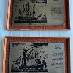 2 Stainless Steel Hand Produced Pictures Battle of Finisterre