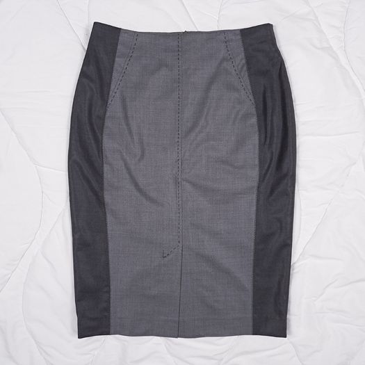 Quin & Donnelly Grey Two-Tone Professional Tailored Pencil Midi Skirt 12UK/40EU
