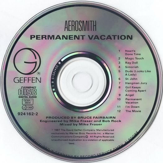 Aerosmith "Permanent Vacation" CD Album