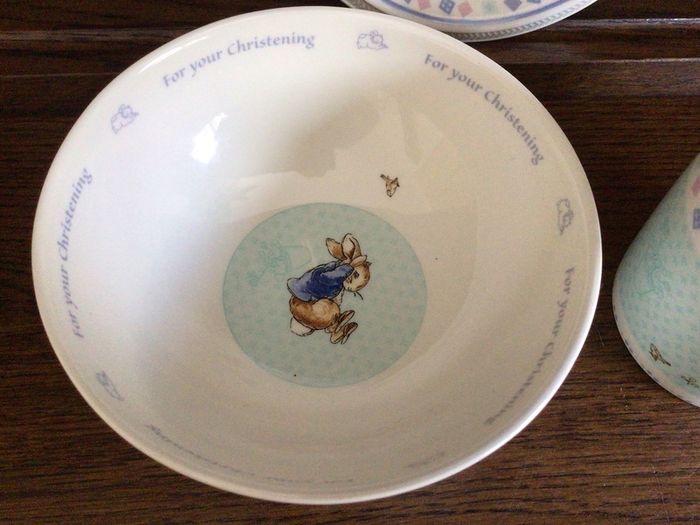 Peter Rabbit Wedgwood christening set in boxes