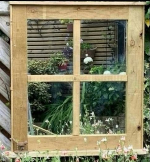 Garden mirror reflection window
