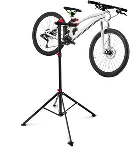 Bicycle Stand with Tool Storage, for Bike Maintenance & Folding and Adjustable, w 4 Legs, Steel, Black