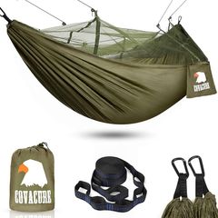 NEW SALE | Camping Hammock with Mosquito Net, Ultralight 210T Parachute Nylon with Two 10FT Tree Straps for Outdoor Camping Accessories