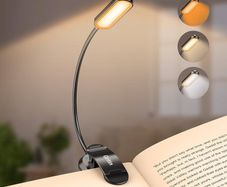 Book Light Rechargeable 11 LED Reading Light Clip on Book 3 Eye Protecting Modes and Touch Control Stepless Dimming long Battery Life, 360 degree Adjustable Book Lamp for Reading at Night for Readers