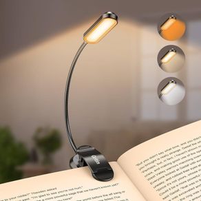 Book Light Rechargeable 11 LED Reading Light Clip on Book 3 Eye Protecting Modes and Touch Control Stepless Dimming long Battery Life, 360 degree Adjustable Book Lamp for Reading at Night for Readers