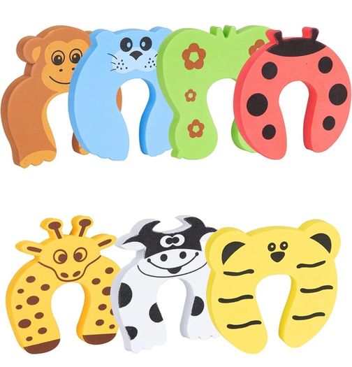 Children's Door Stop, Child Safety Door, Animal Design, Doorstop, Finger Clamp Protection, Foam Baby Safety Protection of Children's Hands and Pets from Injuries (Pack of 7)