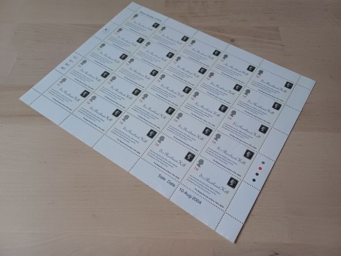 BRITISH 1st Class Stamps (Sheet of 25, Sir Rowland Hill, Royal Society of Arts 2004)