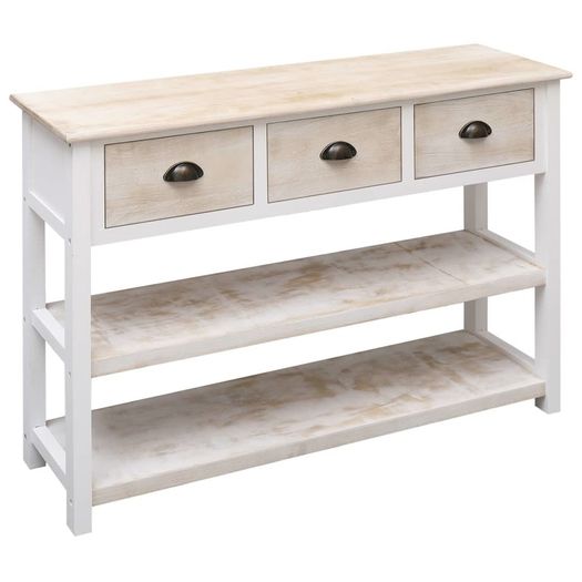 Sideboard Natural and White 115x30x76 cm Wood